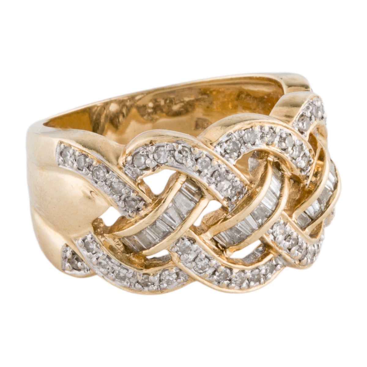 Unisex Copper Floral Pattern Ring with Synthetic Zirconia